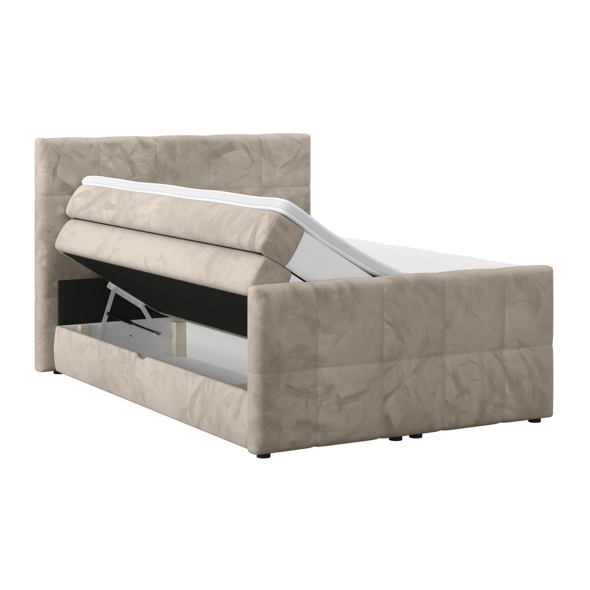 Boxspringbett mit Topper und Bettkasten 140x200 cm Medino - Taupe, KONVENTIONELL, Holz/Holzwerkstoff (140/200cm) - Luca Bessoni