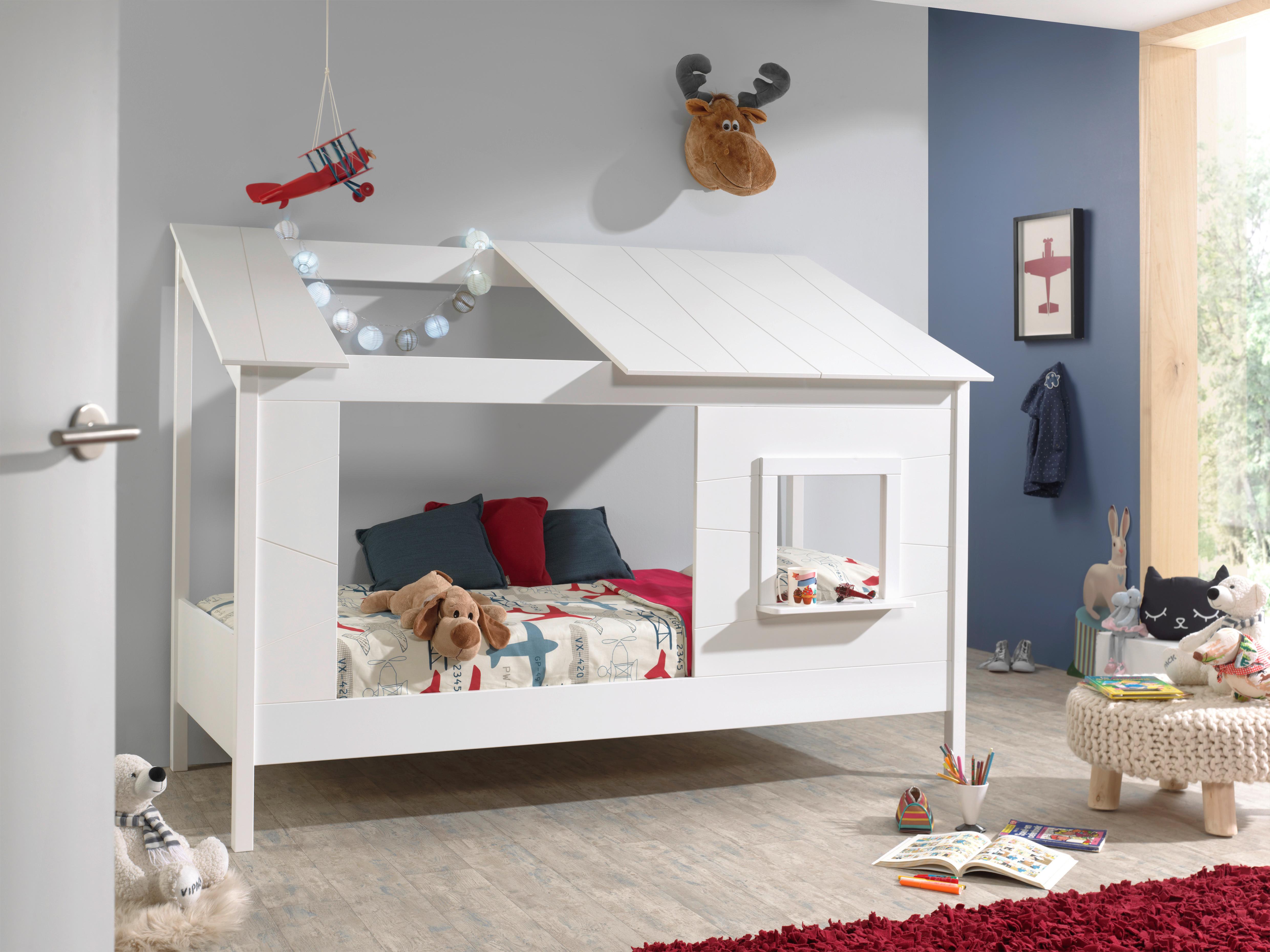 Hausbett 90x200 cm Holzwerkstoff Weiß