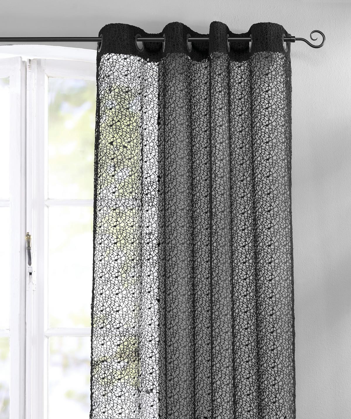ZÁVES S OČKAMI ASTRID, 140/245 cm - čierna, Modern, textil (140/245cm) - Modern Living