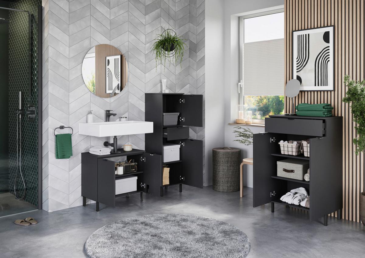 Waschbeckenunterschrank Gw-Arcena - Schwarz/Graphitfarben, MODERN, Holzwerkstoff (60/56/34cm) - Germania