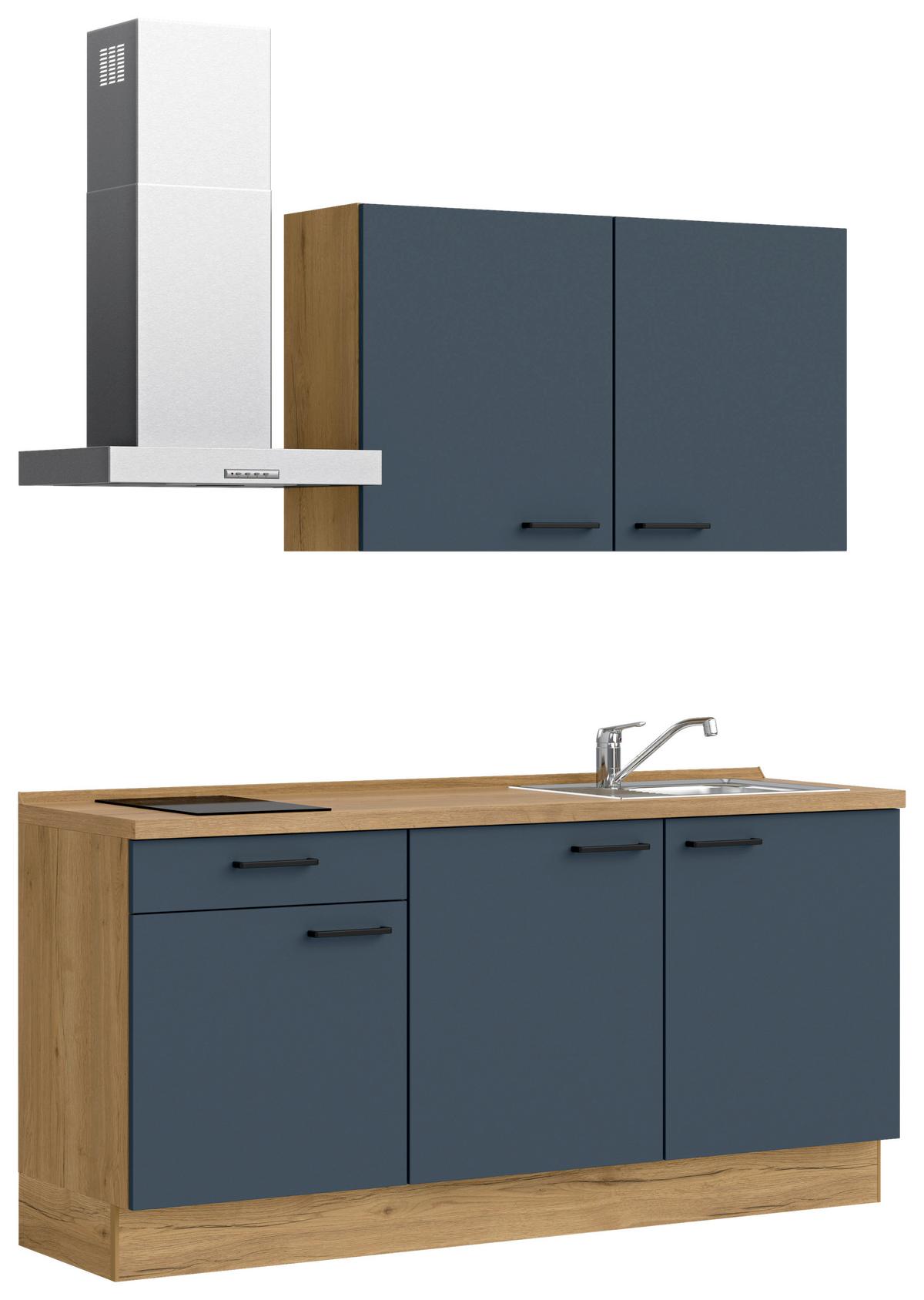 Küchenleerblock Easytouch Low-Line, L1 Links - Blau/Eichefarben, MODERN, Holzwerkstoff (180cm) - Nobilia