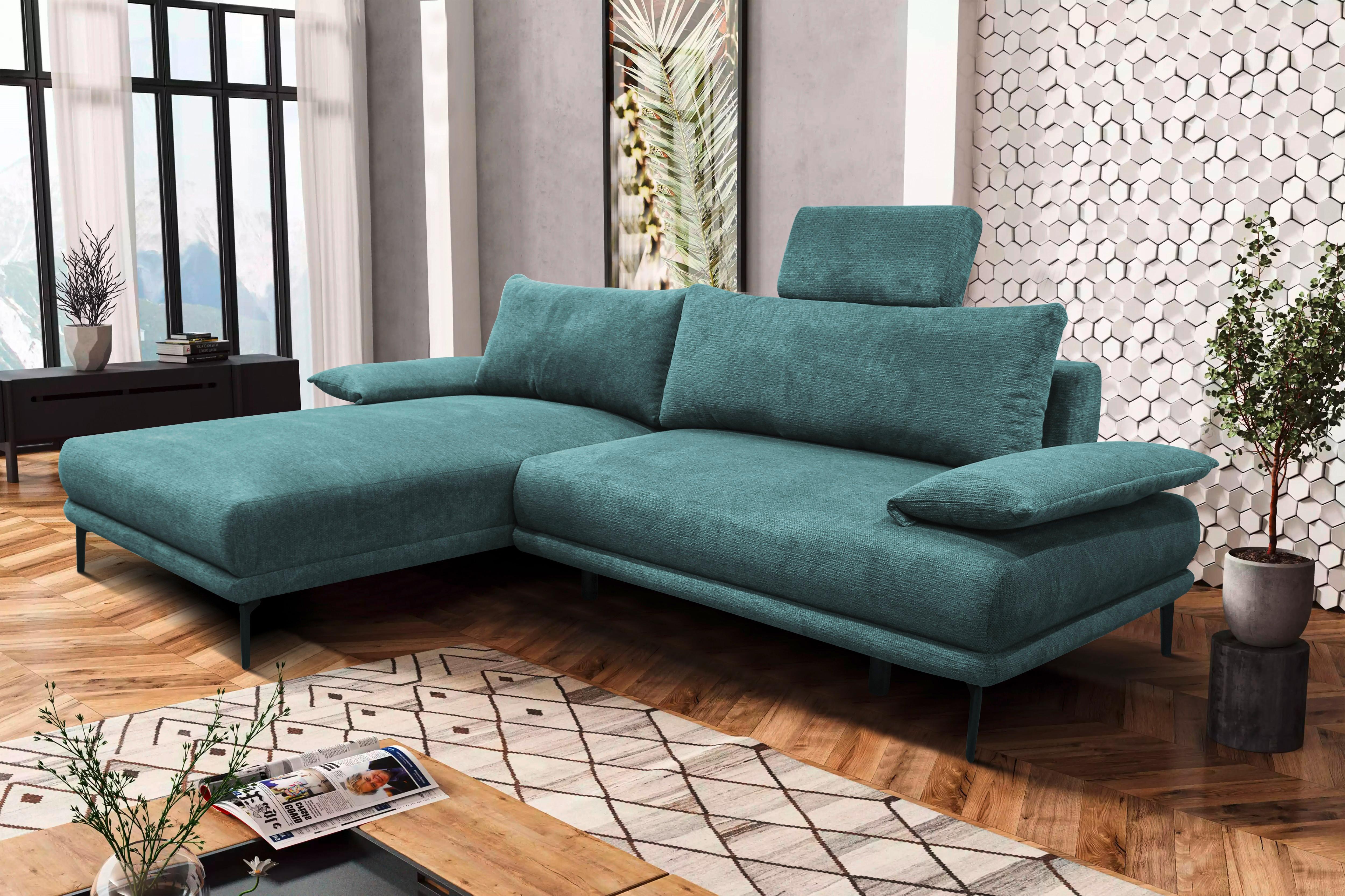 Ecksofa Mit Bettkasten Lagacy 192x260 Cm Webstoff Mintgrün - Schwarz/Mintgrün, Design, Textil (192/260cm) - MID.YOU