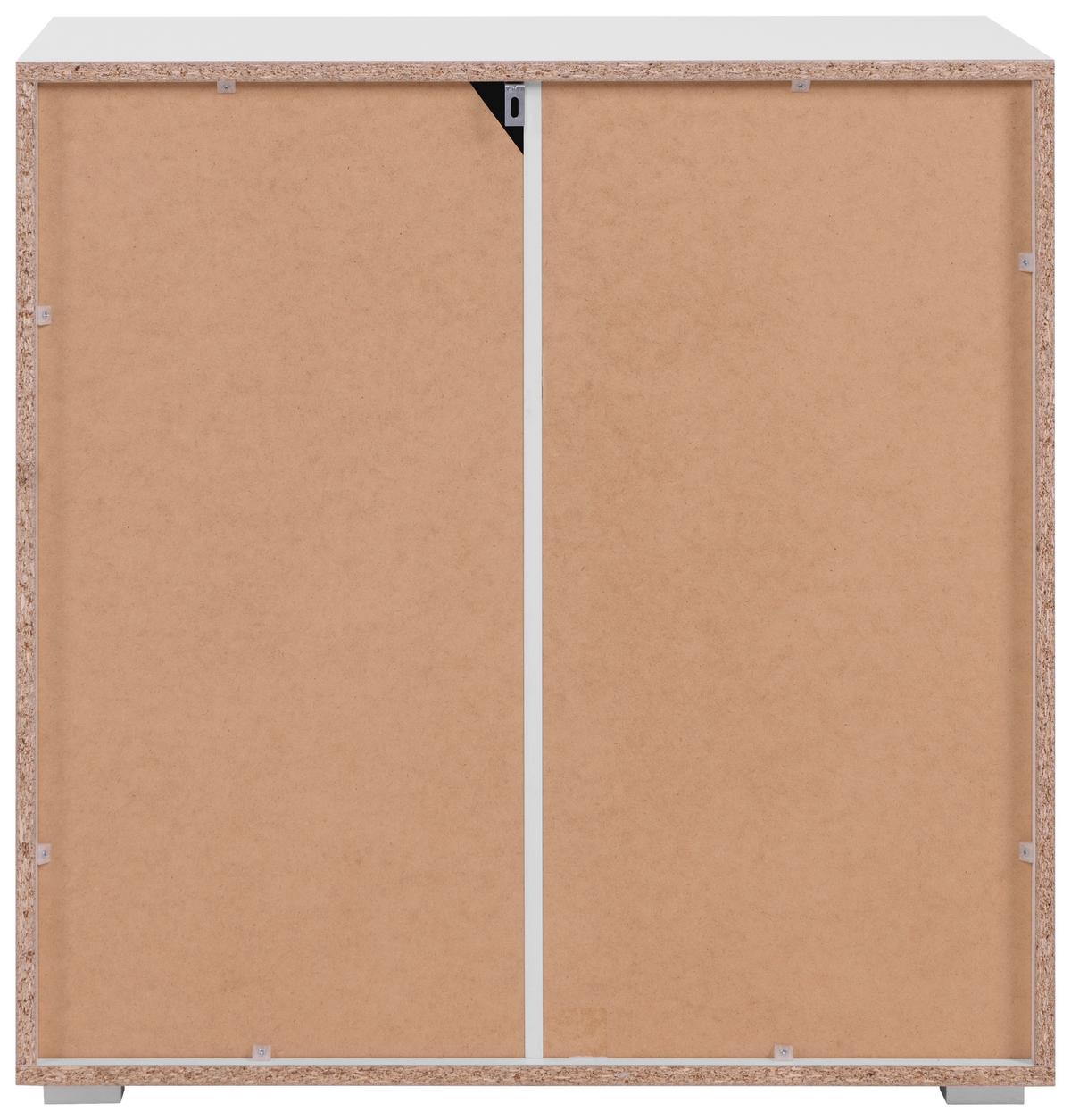 Kommode Capetown Melamin Weiß, B: 80 Cm - Silberfarben, Trend, Holzwerkstoff (80/80,5/45cm)