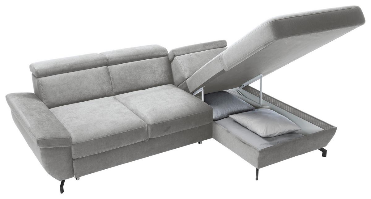 Ecksofa Rima - Silberfarben, MODERN, Textil (262/182cm) - Trendmanufaktur