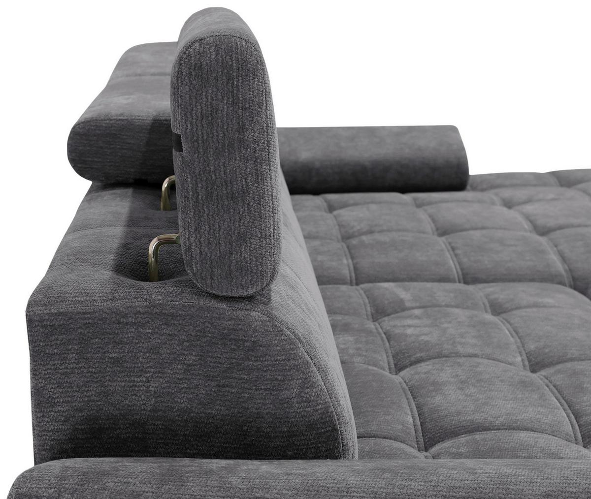 Rohová sedačka VEGAS, pravá, tmavosivá ženilka - čierna/tmavosivá, Design, drevo/textil (294/173cm)