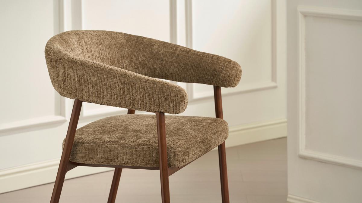 Barhocker Flora Braun/Walnussfarben B: 53 cm - Walnussfarben/Braun, MODERN, Holz/Textil (53/93/55cm) - Livetastic