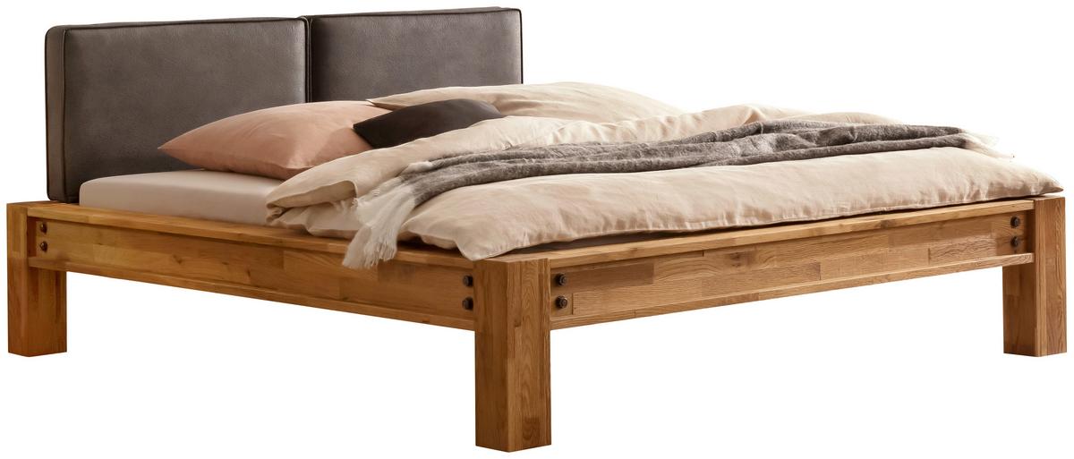 Balkenbett Greenville Mit Gepolstertem Kopfteil 180x200 - Eichefarben/Anthrazit, Natur, Holz/Textil (180/200cm) - Hasena