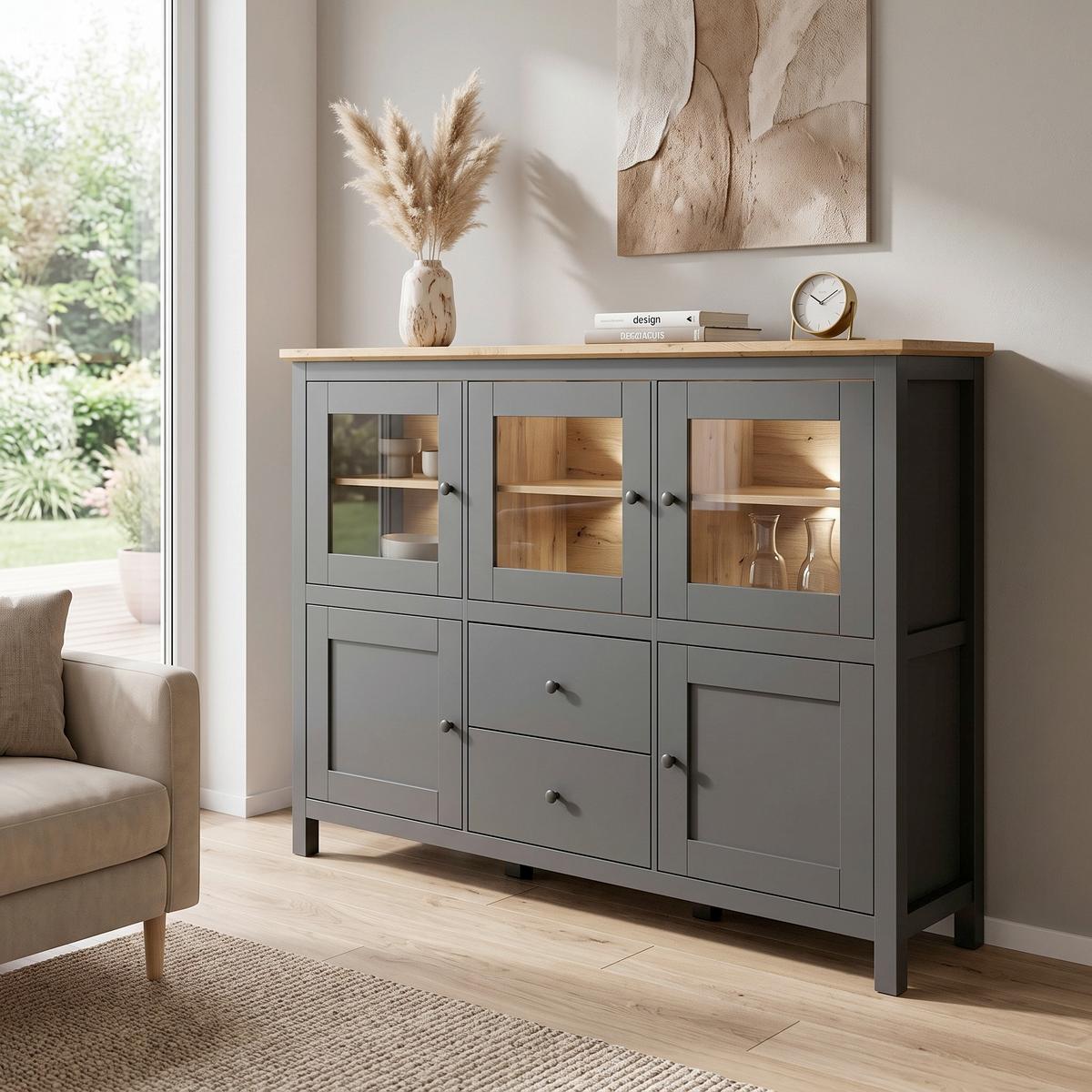 Sideboard in Graphit und Eiche » günstig kaufen