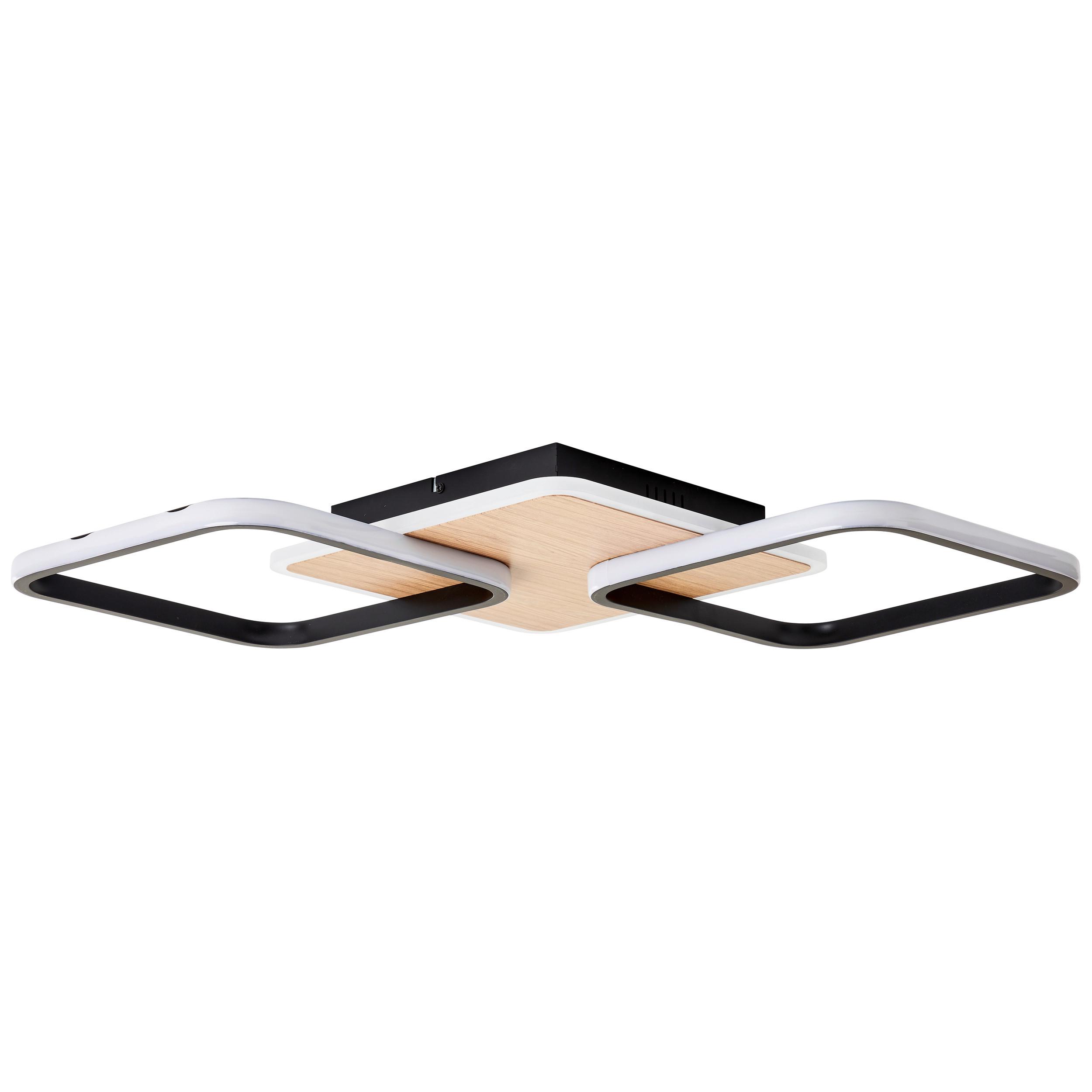 LED-Deckenleuchte Dennet L: 62 cm Mit 3 Helligkeitsstufen - Schwarz/Braun, Design, Kunststoff/Metall (62/62/7cm) - Brilliant