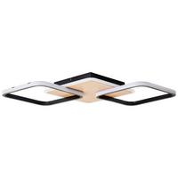 LED-Deckenleuchte Dennet L: 62 cm Mit 3 Helligkeitsstufen - Schwarz/Braun, Design, Kunststoff/Metall (62/62/7cm) - Brilliant