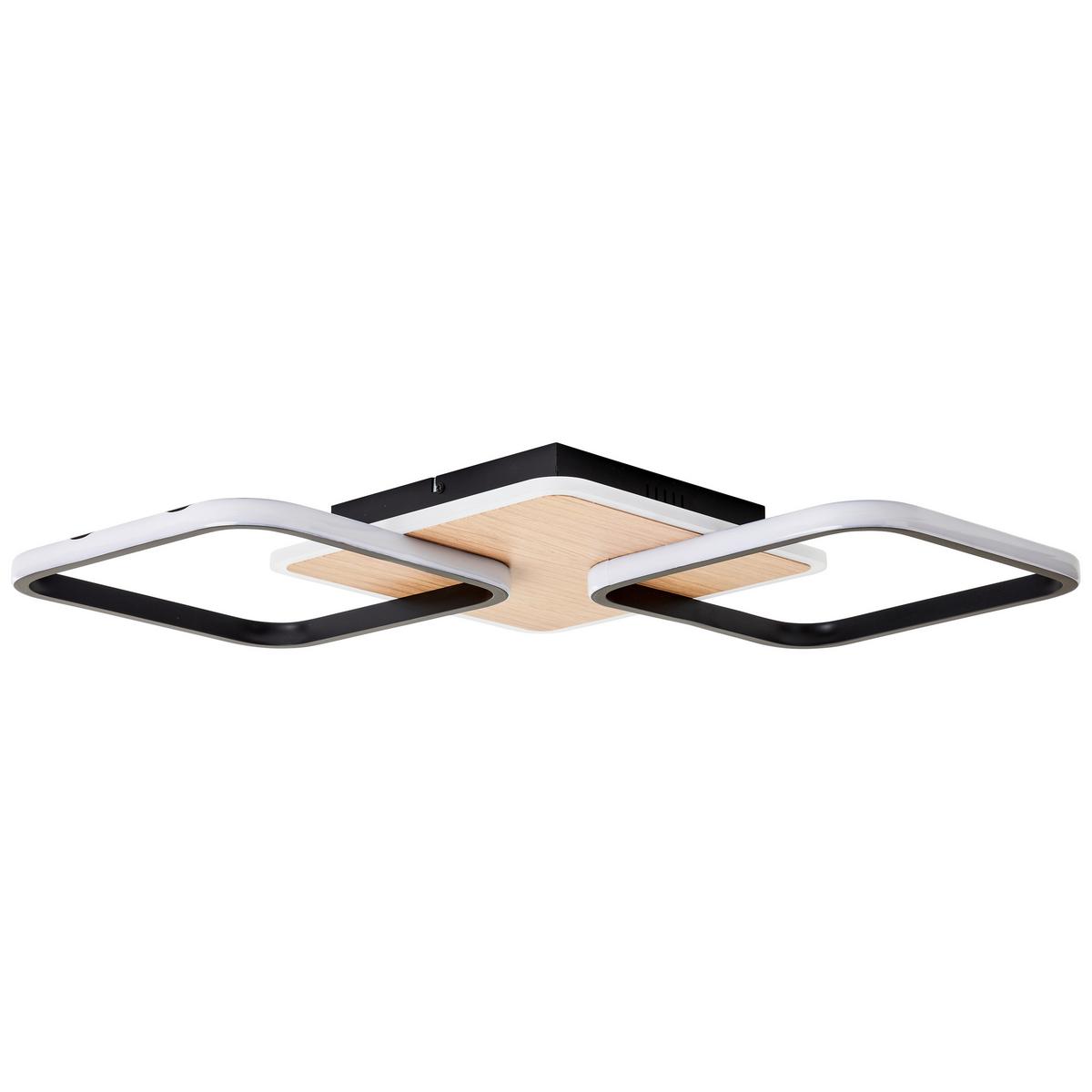 LED-Deckenleuchte Dennet L: 62 cm Mit 3 Helligkeitsstufen - Schwarz/Braun, Design, Kunststoff/Metall (62/62/7cm) - Brilliant