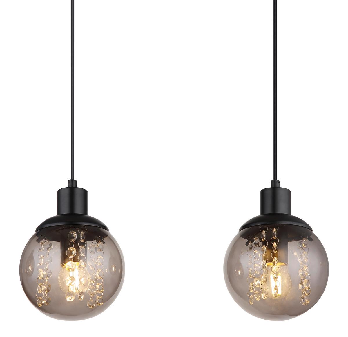 Hängeleuchte 15657-3h - Klar/Schwarz, Natur, Glas/Holz (78/15/120cm) - Globo