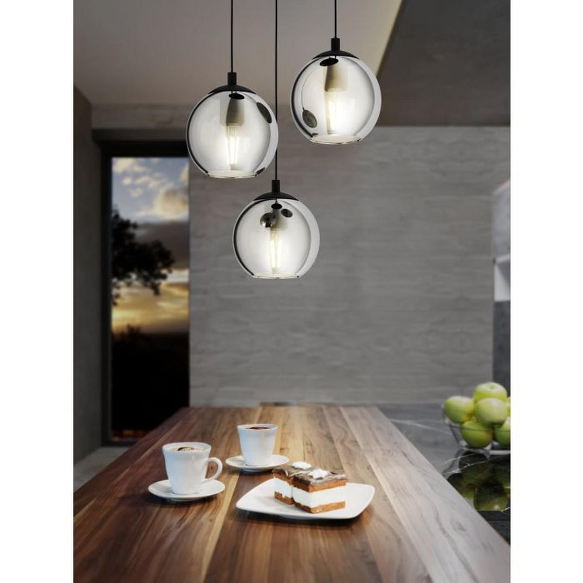 Hängeleuchte 98653 Ariscani - Schwarz, Trend, Glas/Metall (42,5/110cm) - Eglo
