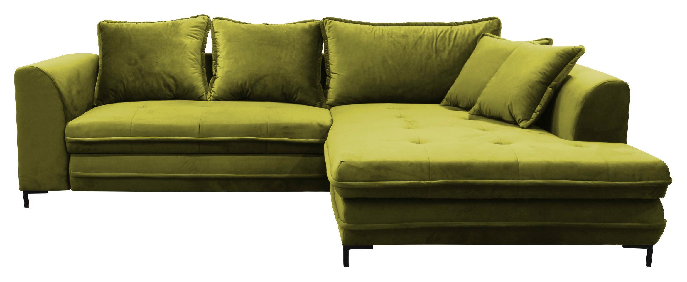 Eckschlafsofa Bello Hellgrün Schlaffunktion Ottomane Rechts - Schwarz/Hellgrün, Design, Textil (277/187cm) - Livetastic