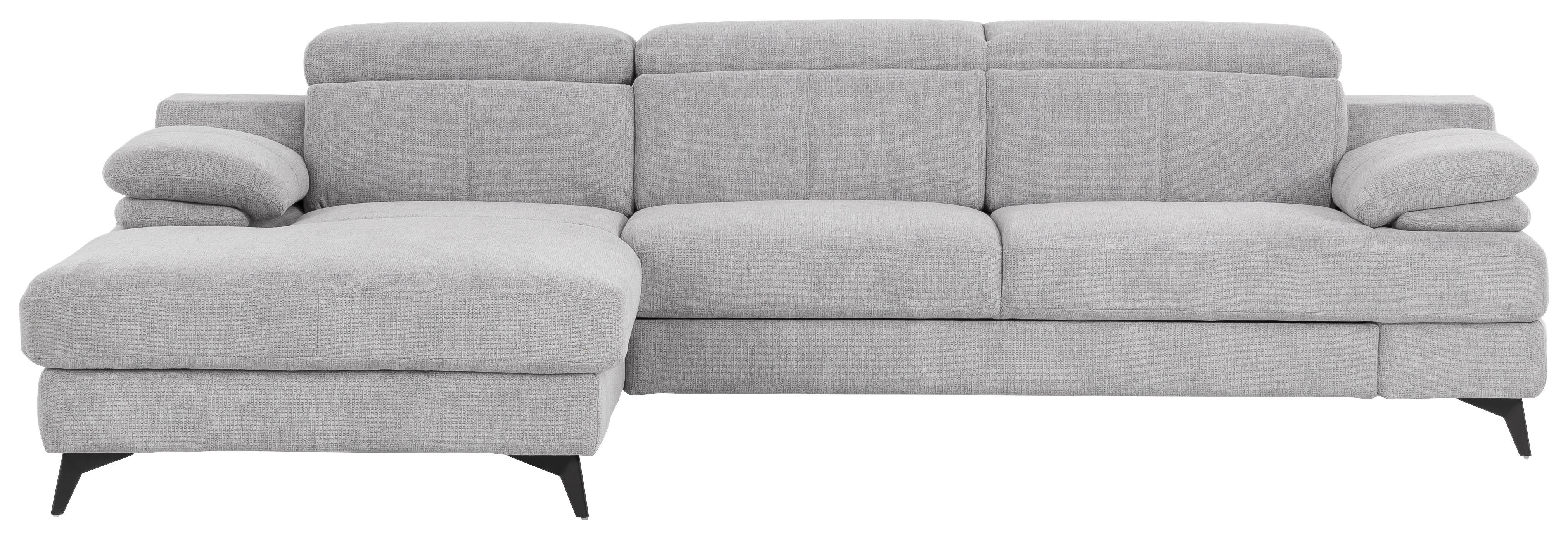 Ecksofa Titus Silberfarben Chenille - Silberfarben/Schwarz, Design, Textil (178/291cm) - Livetastic