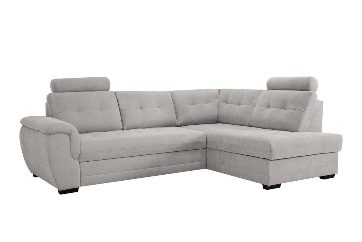 Rohová sedačka FALCO, pravá, stříbrná žinylka,2x op.hlavy - barvy stříbra/černá, Konvenční, dřevo/kompozitní dřevo (251/183cm) - Ondega