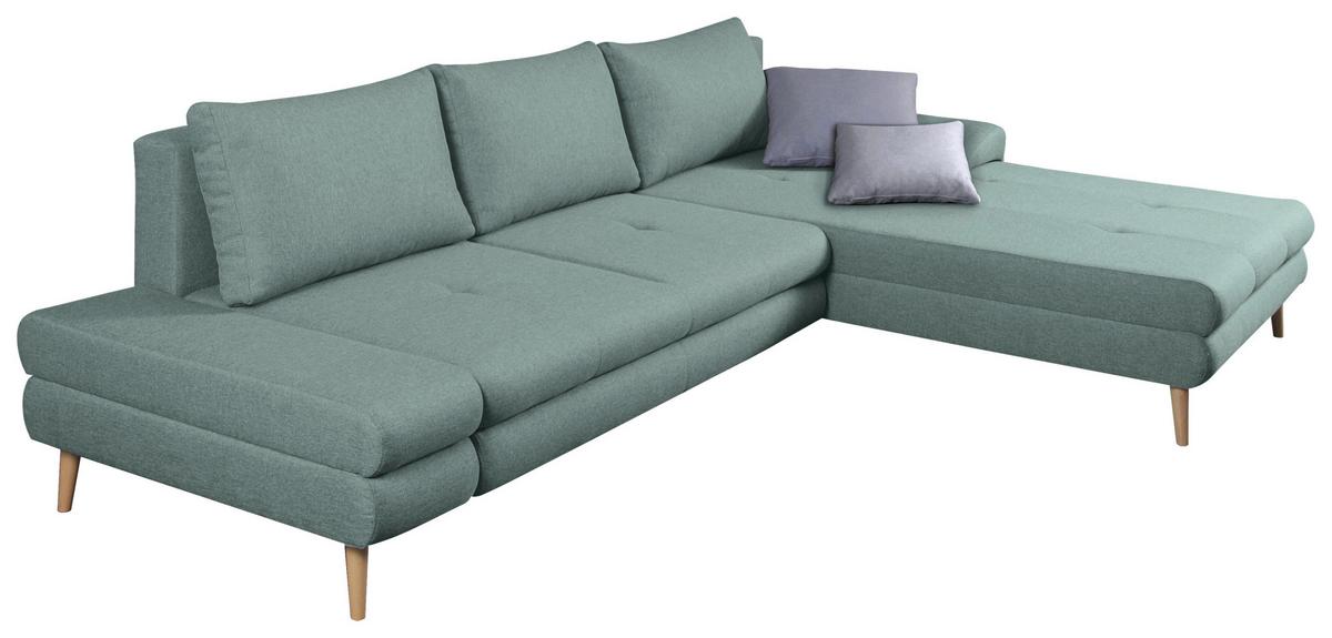 Ecksofa Mit Schlaffunktion Floby Stauraum Hellblau - Erlefarben/Naturfarben, Trend, Textil (313/215cm) - MID.YOU