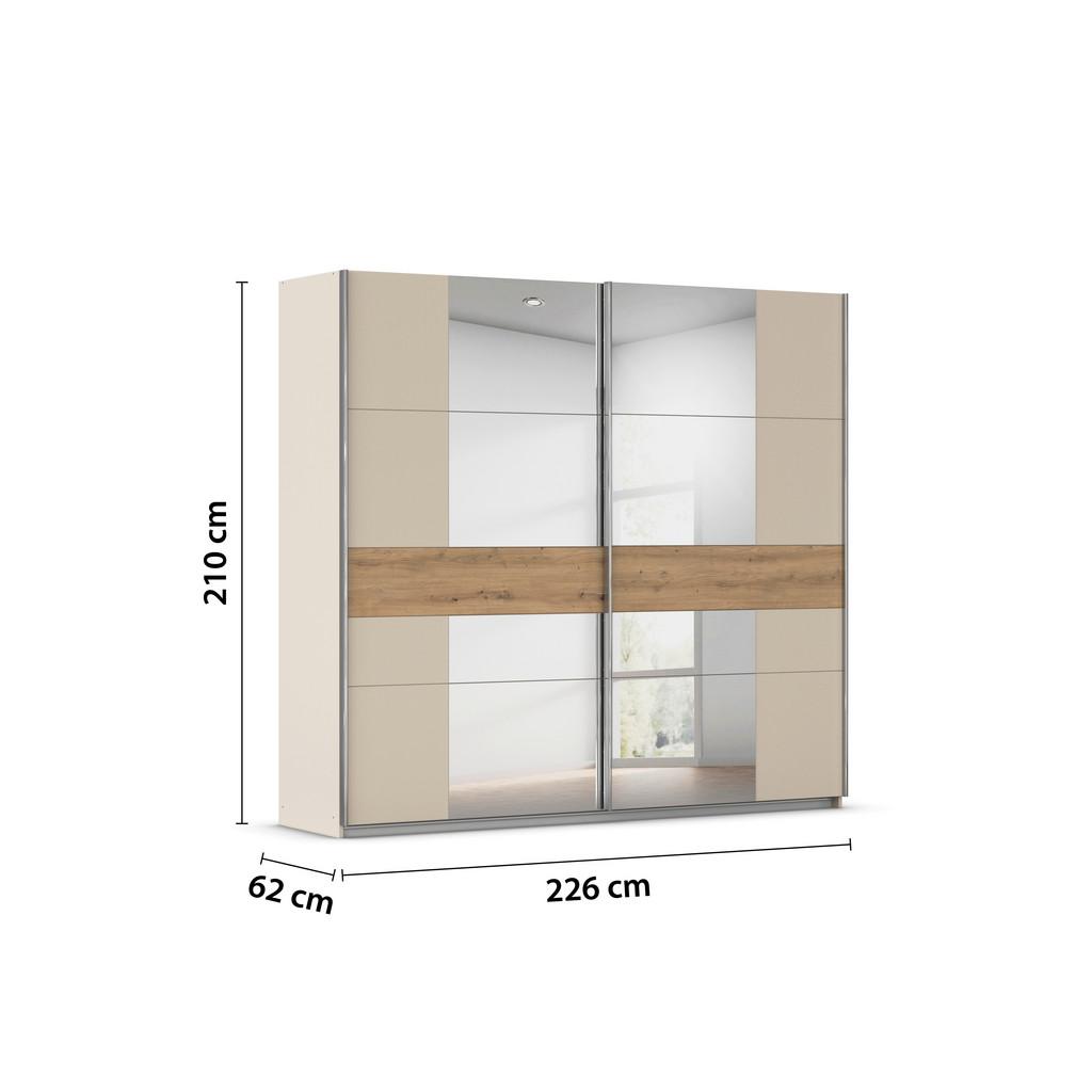 Schwebetürenschrank Mit Spiegel 226cm Calisto Champagner/Eiche
