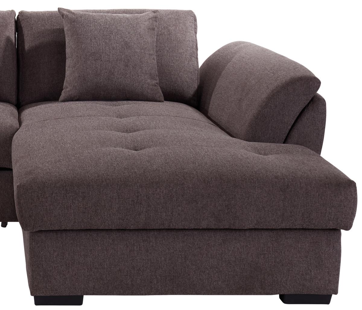 Rohová sedačka BERISSO, pravá, hnědá - hnědá, Design, textil/plast (278/187cm) - Ondega