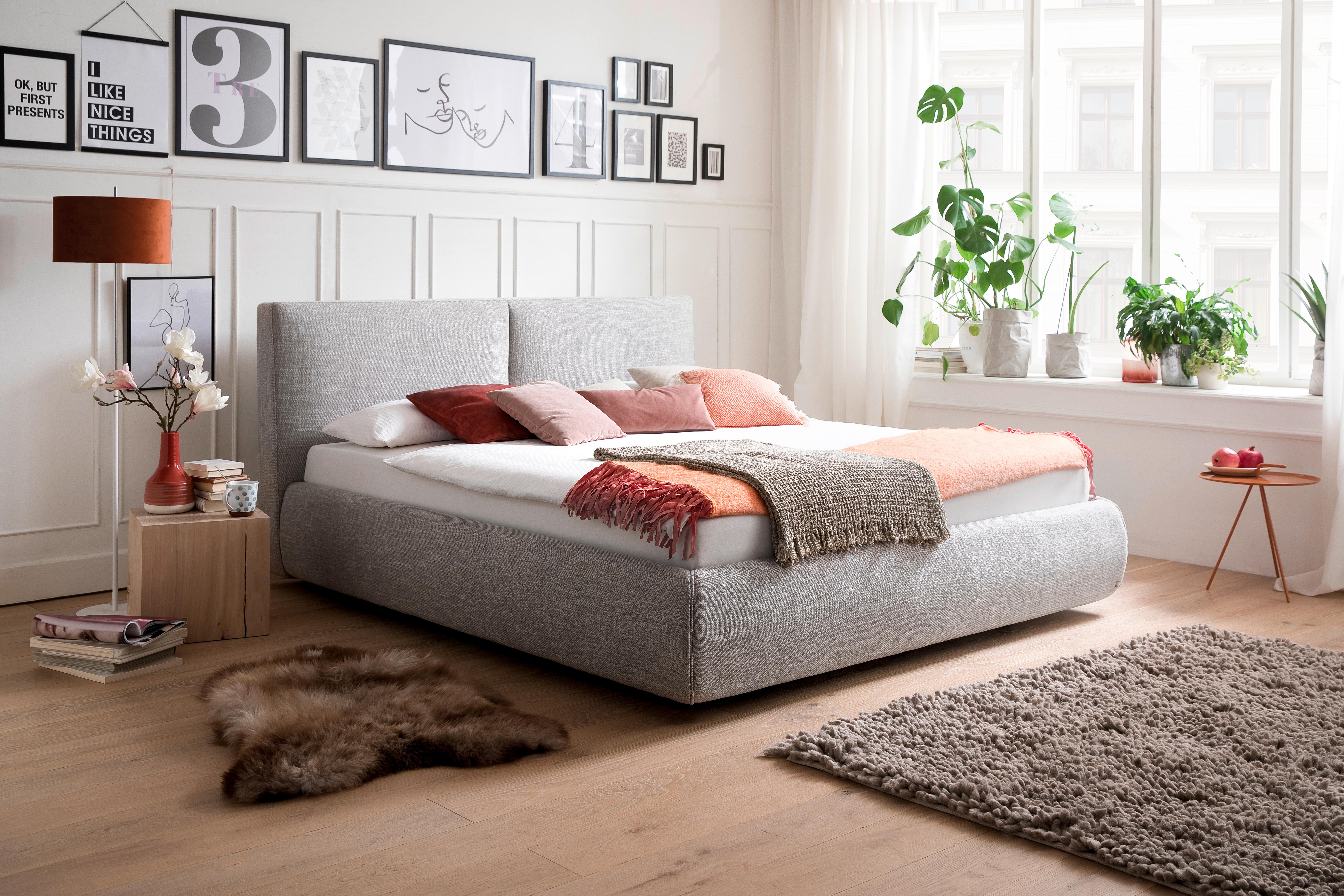 Polsterbett Atesio 180x200cm Hellgrau - Hellgrau, MODERN, Textil (180/200cm) - Livetastic