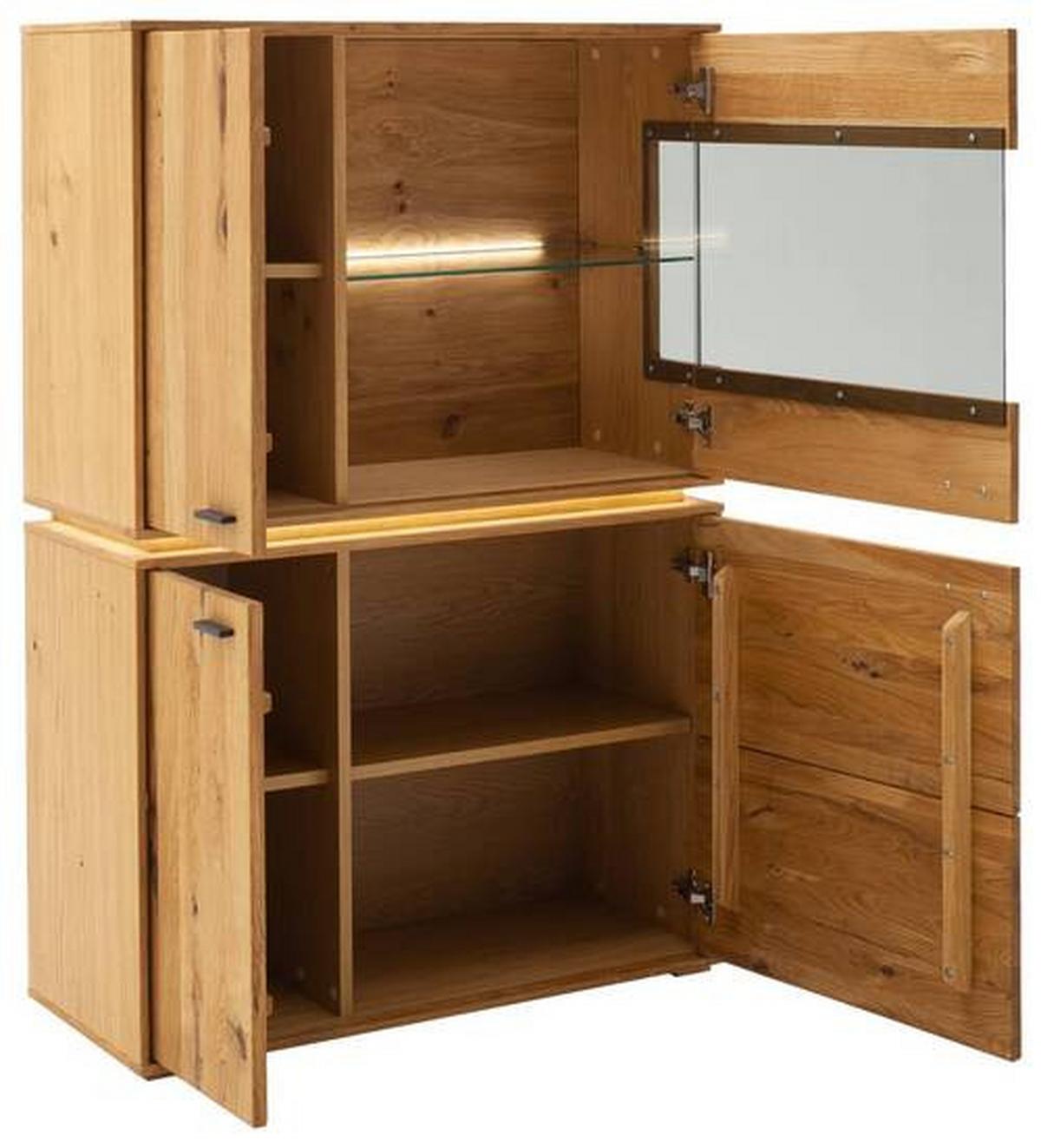 Highboard teilmassiv B: 93 cm Como Wildeiche - Wildeiche, Natur, Glas/Holz (93/137/38cm) - MID.YOU