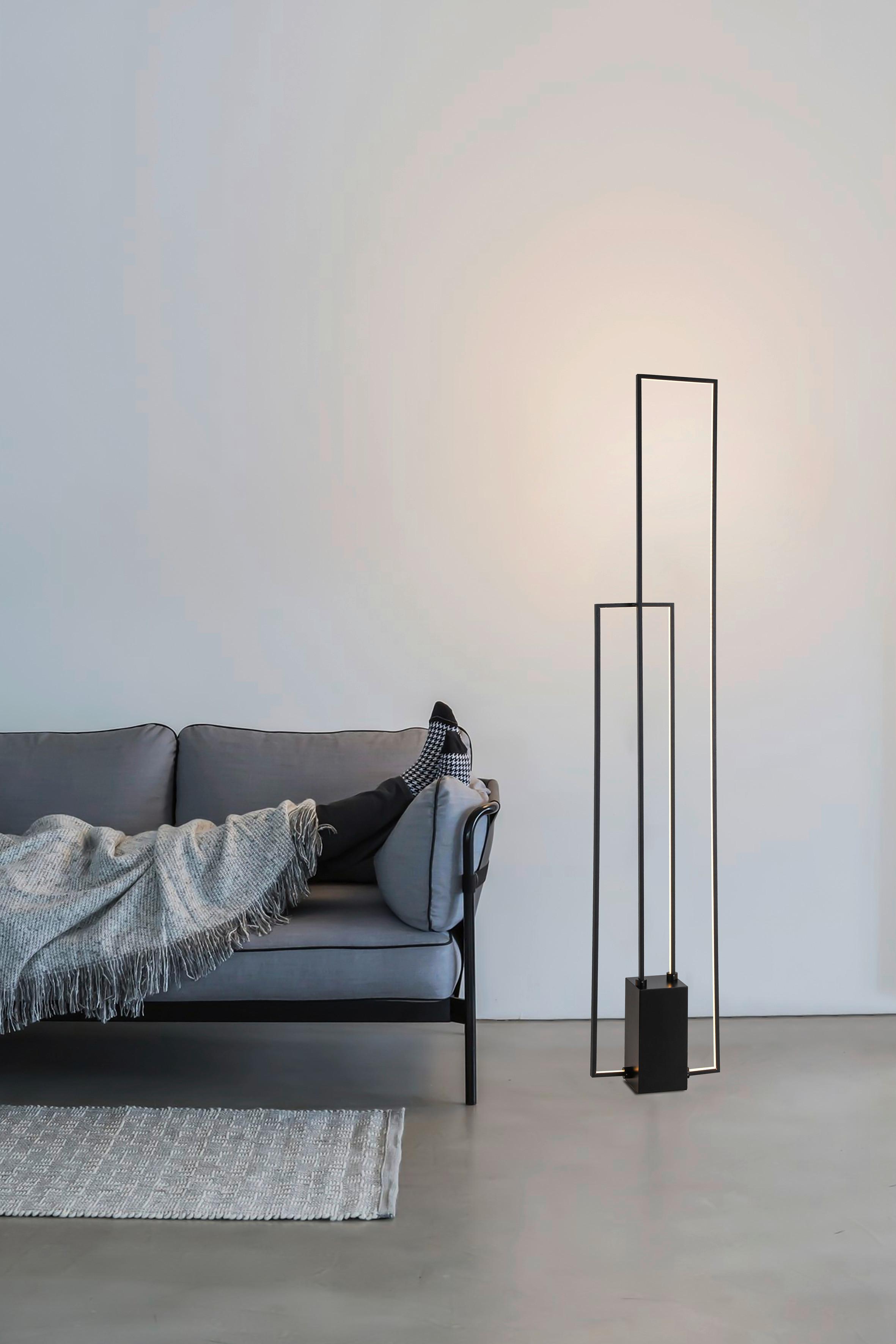 Stojací Led Svítidlo Aveline, 40 Watt - černá, Moderní, kov/plast (24/10/138cm) - Premium Living