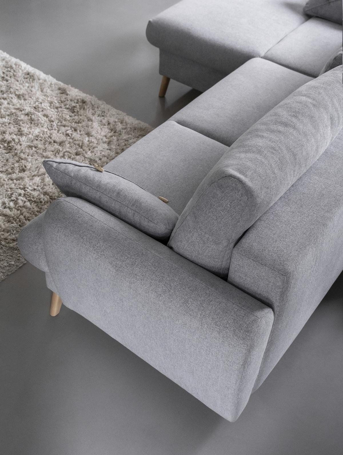Ecksofa Scandic Lagom Beige S: 157x235 cm - Hellgrau/Naturfarben, Textil (157/235cm) - MID.YOU