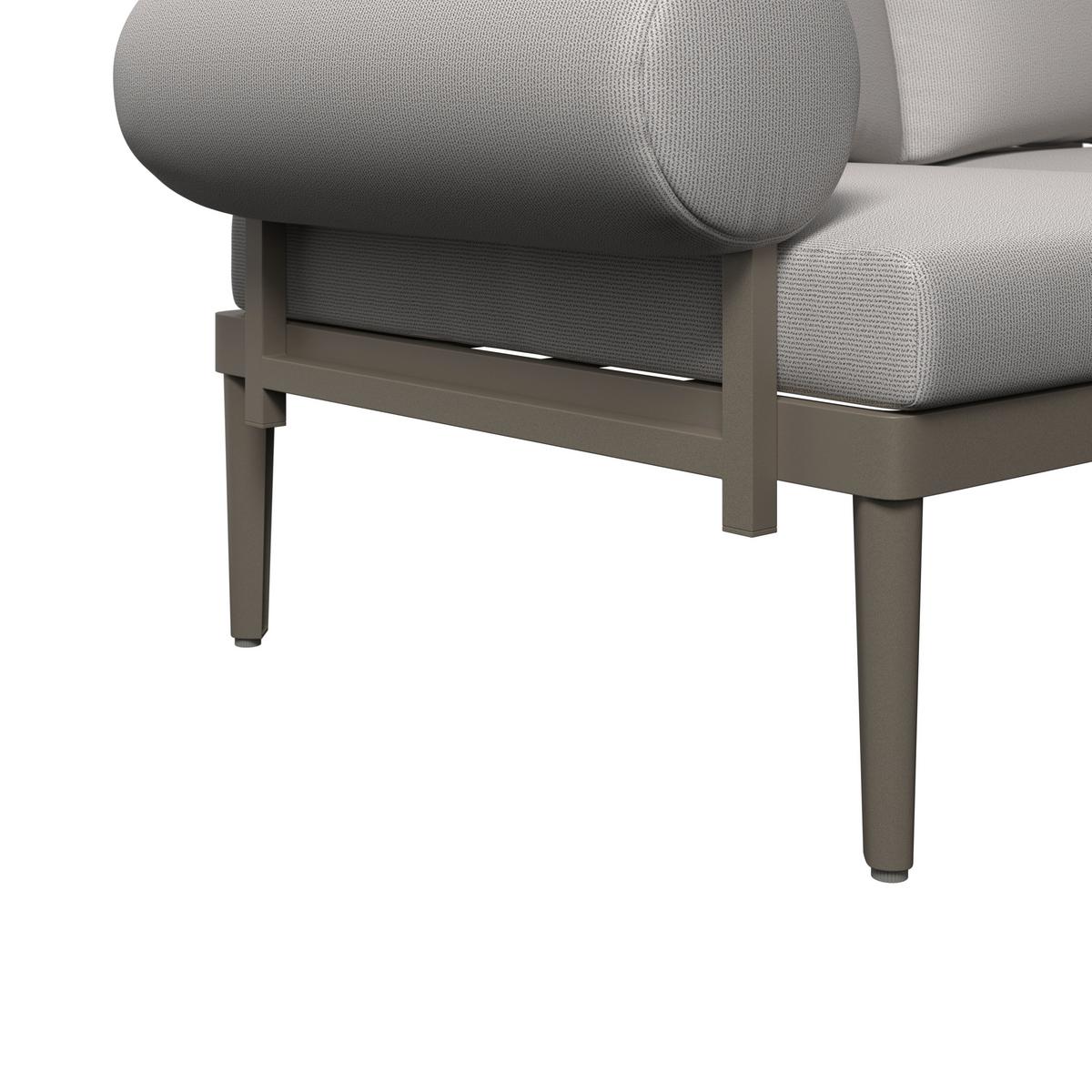 Loungegarnitur Kreta - Grau/Teakfarben, Basics, Glas/Kunststoff (228/214cm) - Beldano