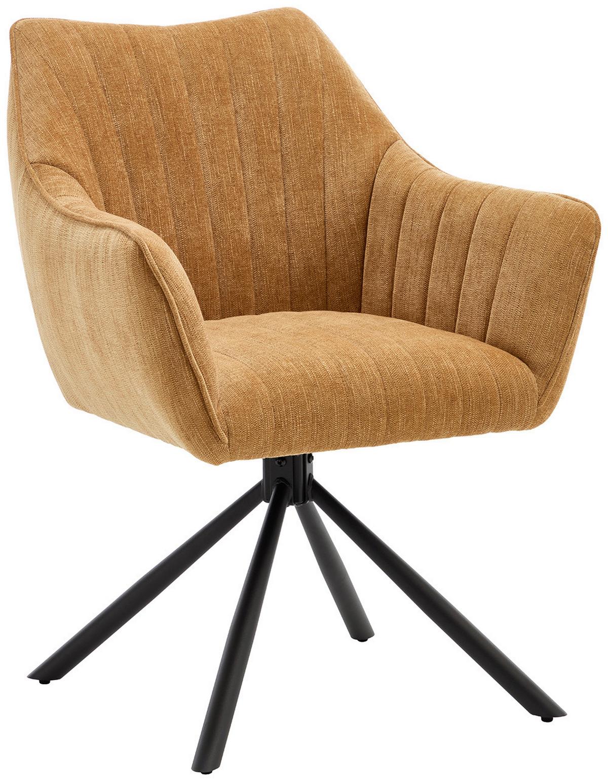 STOLIČKA S PODRÚČKAMI TRIENT - čierna/horčicovožltá, Modern, kov/textil (63/88/62cm) - Premium Living