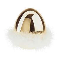 Dekofigur Ei H: 15,5 cm Porzellan - Goldfarben/Weiß, KONVENTIONELL, Keramik (12/15,5cm) - Ondega