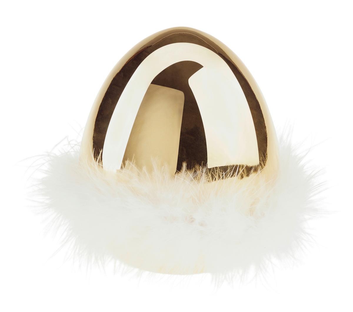 Dekofigur Ei H: 15,5 cm Porzellan - Goldfarben/Weiß, KONVENTIONELL, Keramik (12/15,5cm) - Ondega