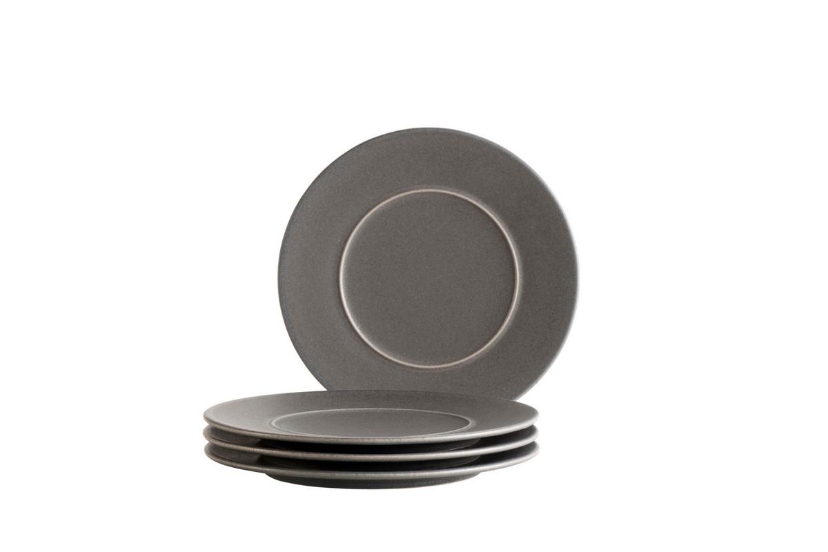 Tellerset Unico Anthrazit 4-teilig - Anthrazit, Basics, Keramik - Mäser