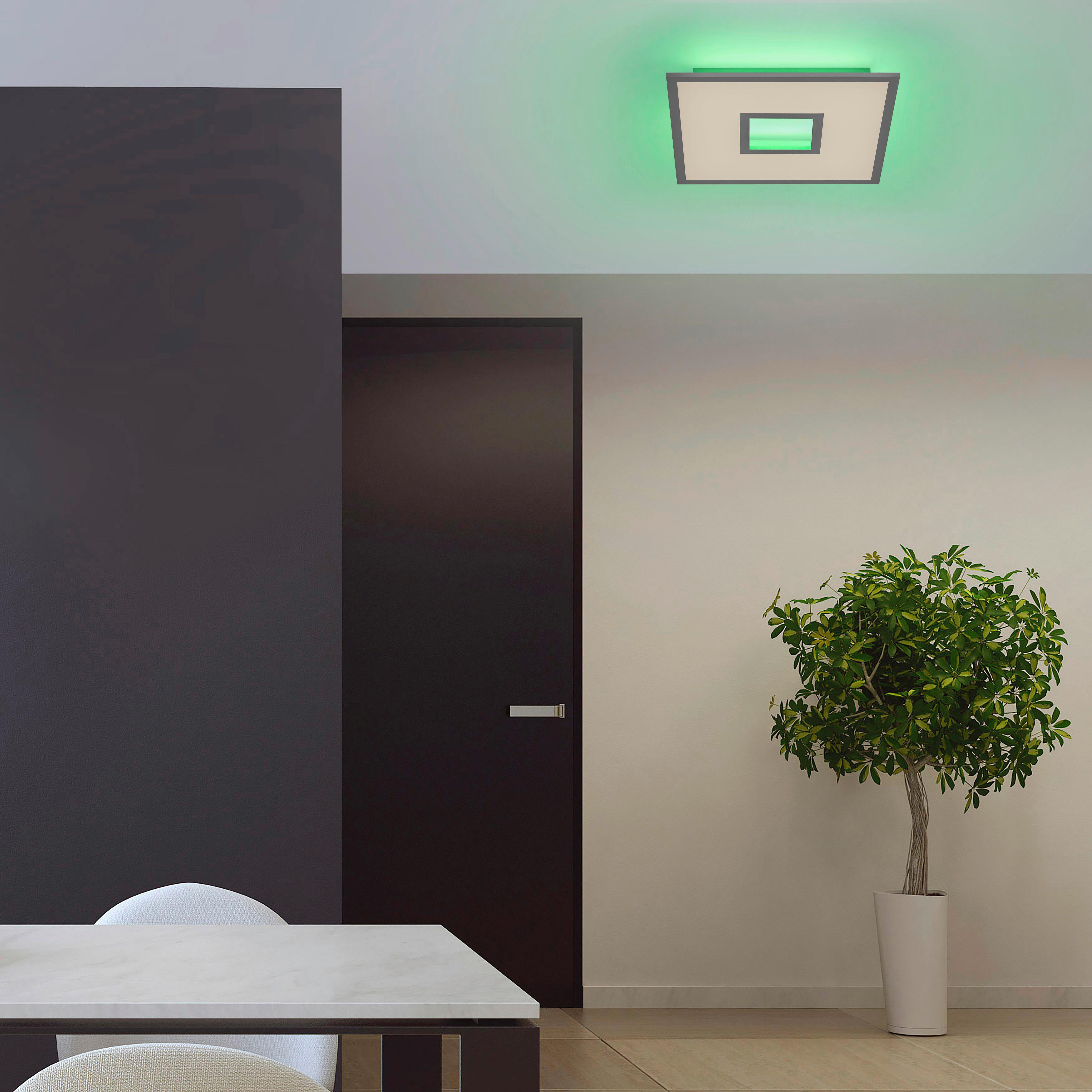 LED-Deckenleuchte Recess L: 45 cm dimmbar mit Fernbedienung - Weiß, Design, Metall (45/45/5cm)