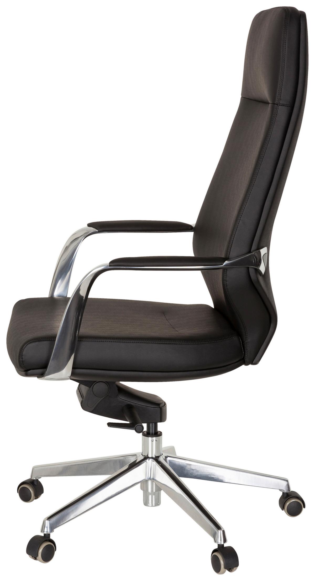 Chefsessel Velvet Schwarz Bis 120 Kg - Silberfarben/Schwarz, Basics, Kunststoff/Textil (63/133/65cm) - MID.YOU