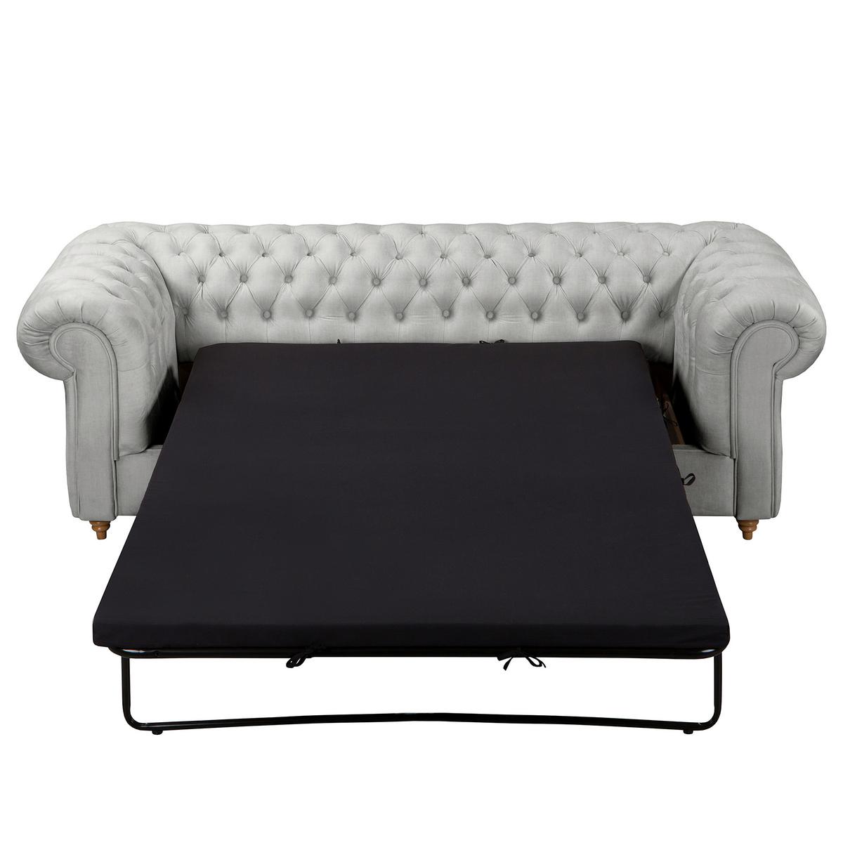 Schlafsofa Laura Hellgrau, B: 218cm - Hellgrau/Braun, Design, Textil (218/74/91cm) - P & B