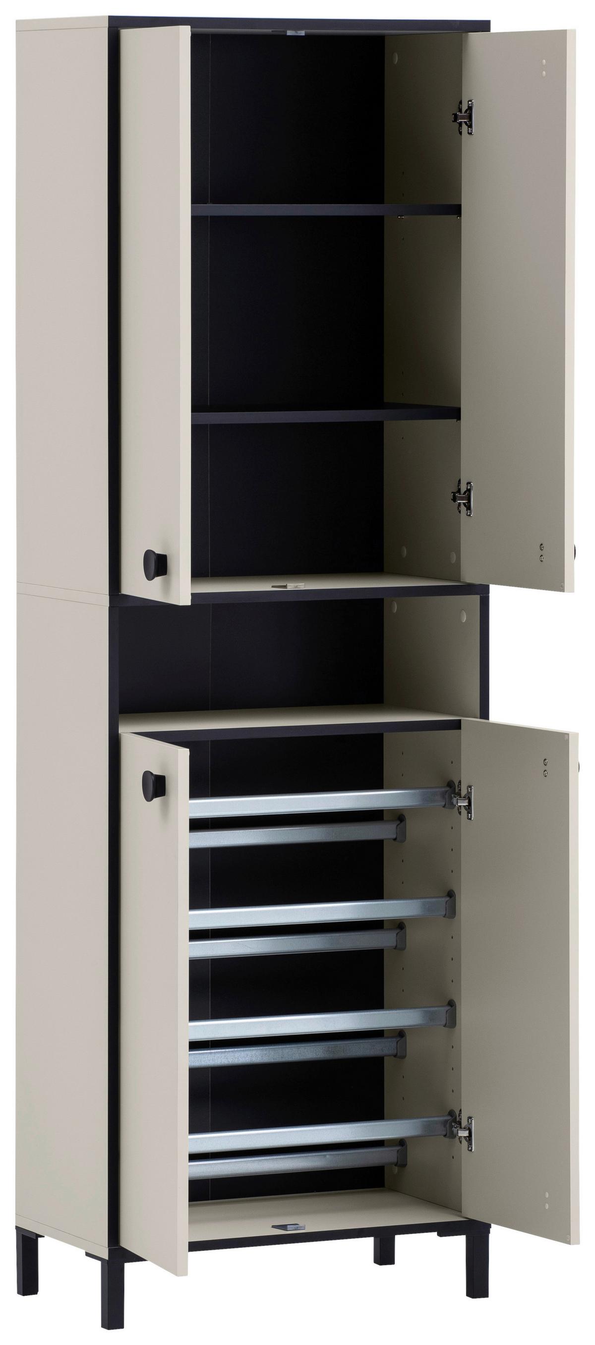 Schuhschrank Edda, Beige B: 60,2 Cm - Beige/Schwarz, Design, Holzwerkstoff (60,2/185/33,05cm) - MID.YOU