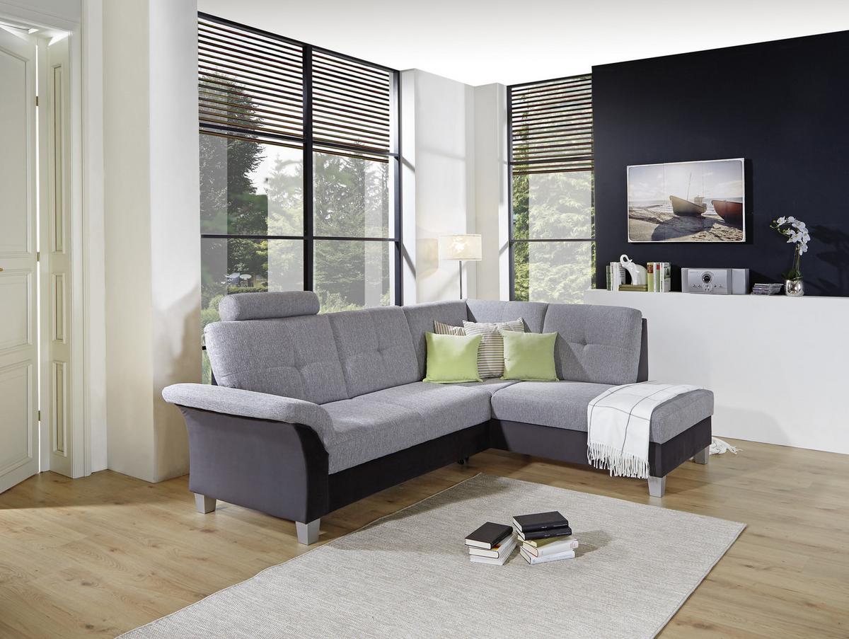 Sarokkanapé Portland - világosszürke/grafitszürke, Konventionell, textil (245/196cm) - Ondega