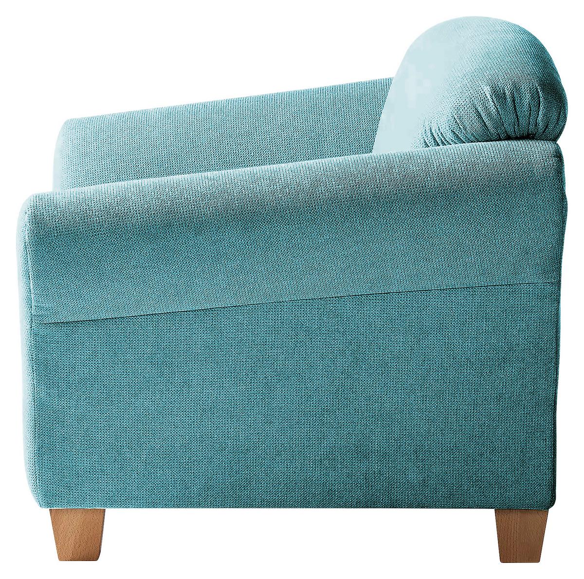 Sessel Gotland petrol Rücken echt, 101x84x89 cm - Petrol/Naturfarben, KONVENTIONELL, Textil (101/84/89cm) - Sit & More
