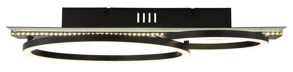 LED-Deckenleuchte 4000k, 30w - Silberfarben/Schwarzchrom, Design, Kunststoff/Metall (48,2/30/8,8cm) - Globo