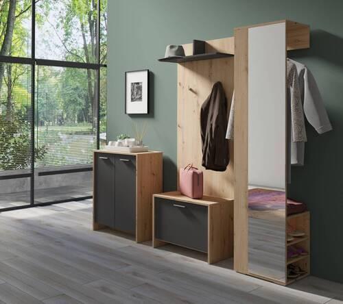 Garderobenpaneel Ben B: 60cm Anthrazit - Anthrazit/Eiche Artisan, MODERN, Holzwerkstoff (60/136/27cm) - MID.YOU