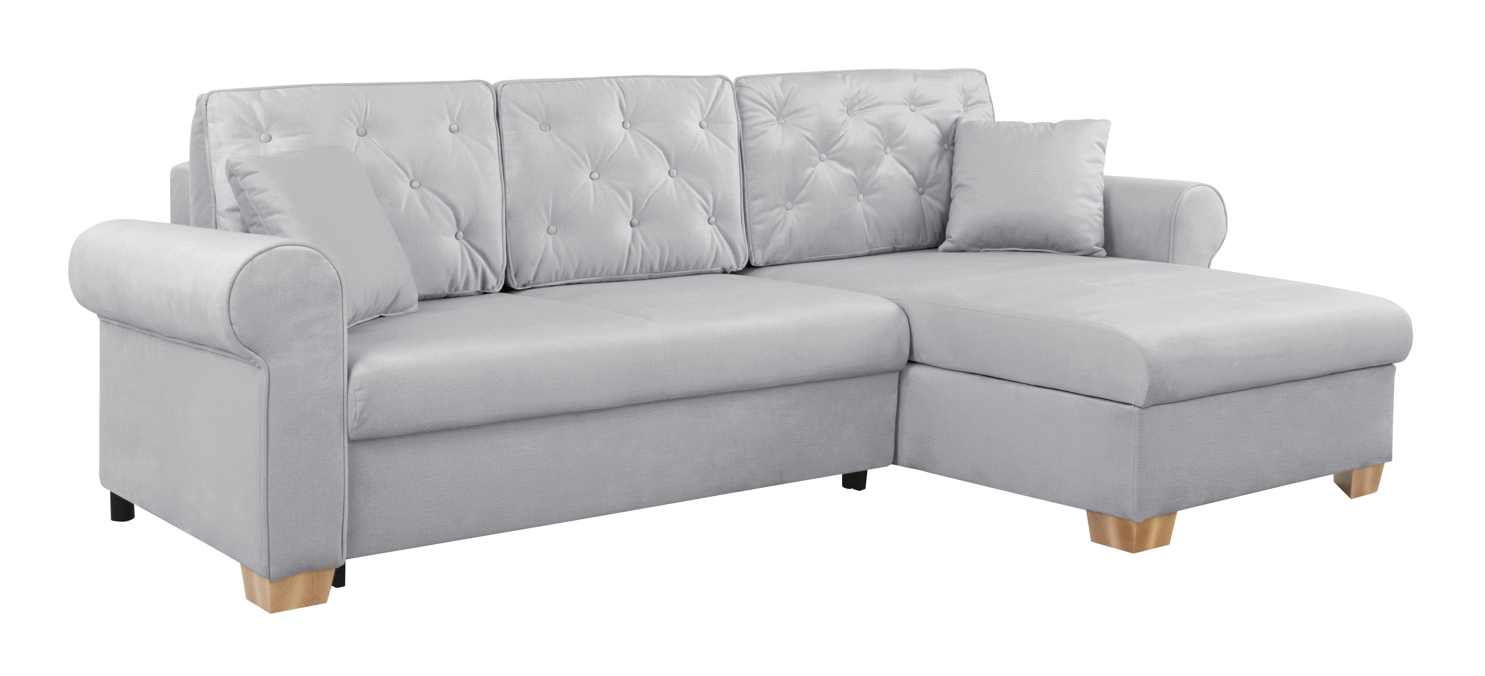 Ecksofa Arles Hellgrau 20 S: 266x161 Cm - Buchefarben/Hellgrau, Design, Textil (266/161cm) - MID.YOU