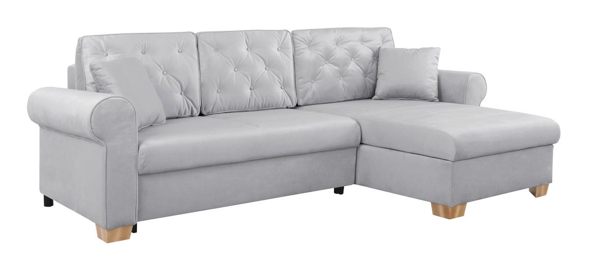 Ecksofa Arles Hellgrau 20 S: 266x161 Cm - Buchefarben/Hellgrau, Design, Textil (266/161cm) - MID.YOU