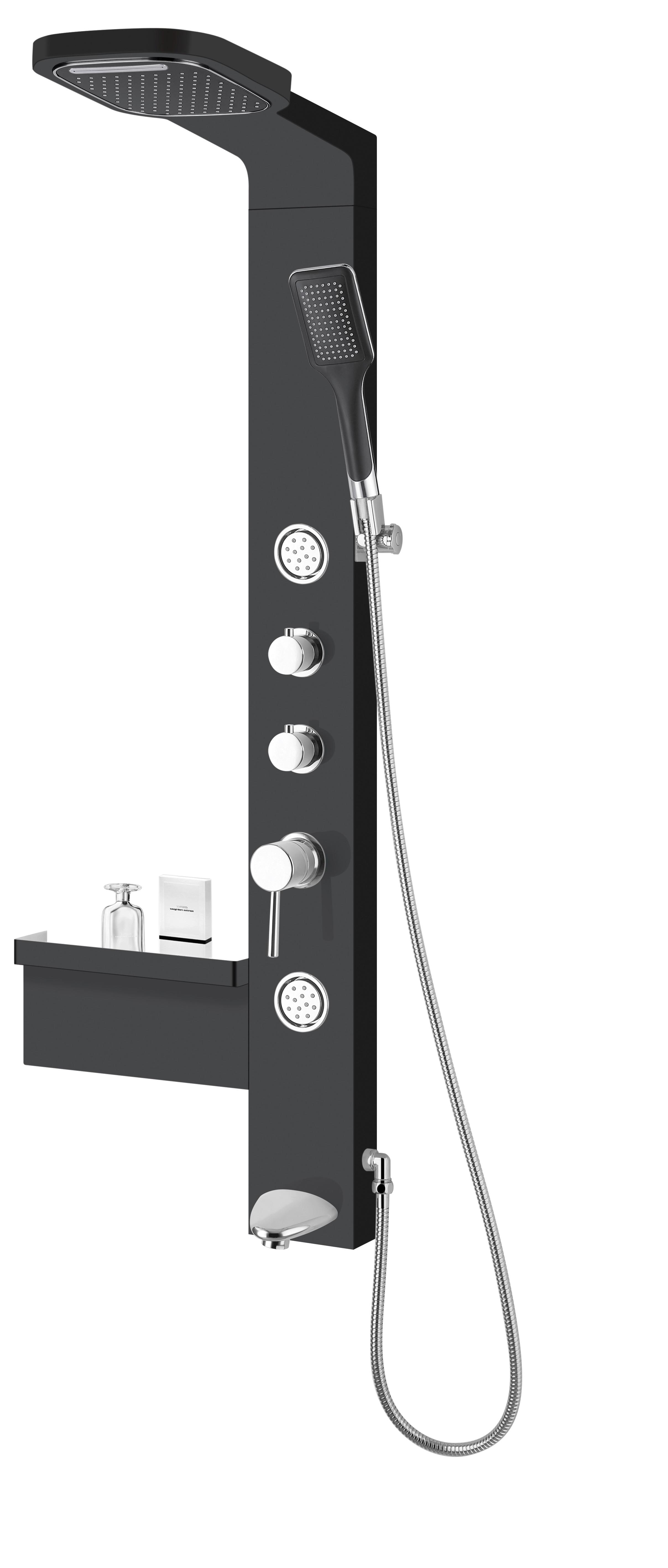 Duschkabine Duschmassagepaneel Ibiza - Schwarz, KONVENTIONELL, Kunststoff (37,5/135,7/52cm) - Sanotechnik