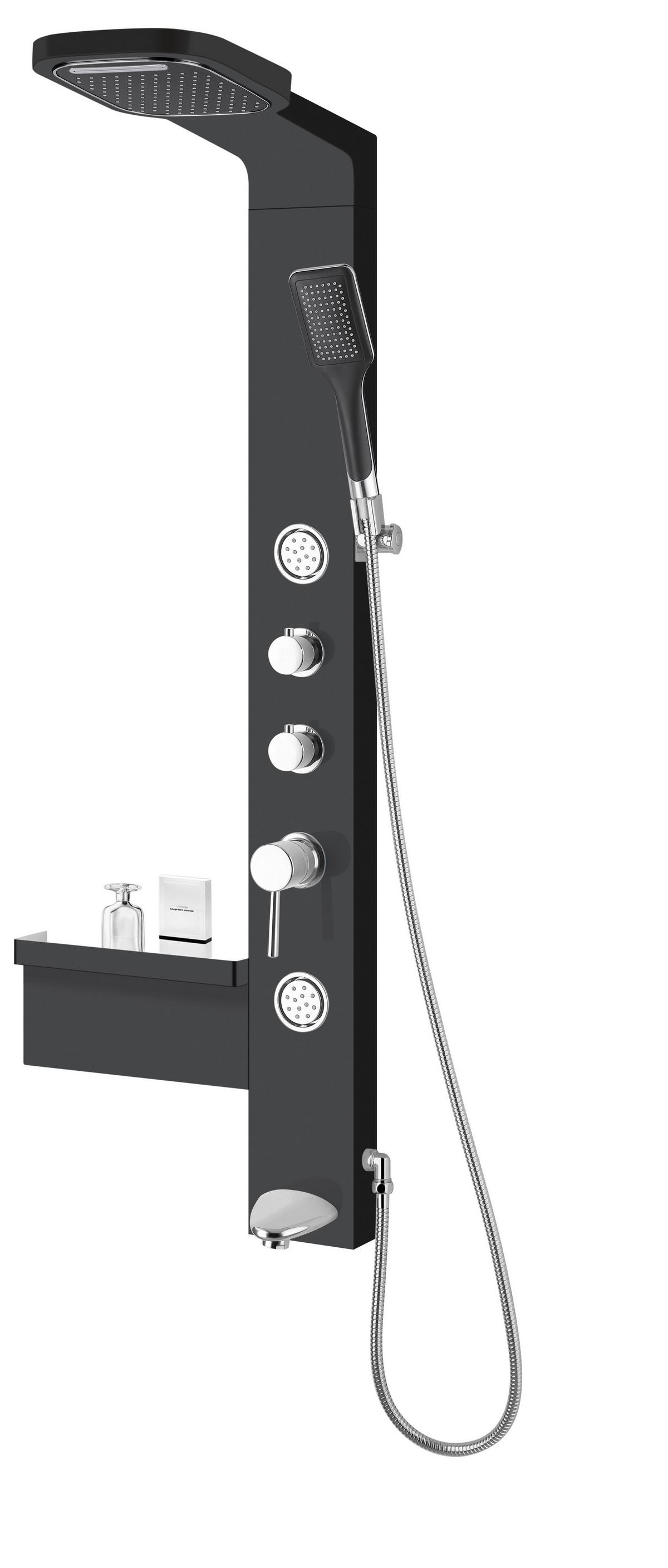 Duschkabine Duschmassagepaneel Ibiza - Schwarz, KONVENTIONELL, Kunststoff (37,5/135,7/52cm) - Sanotechnik