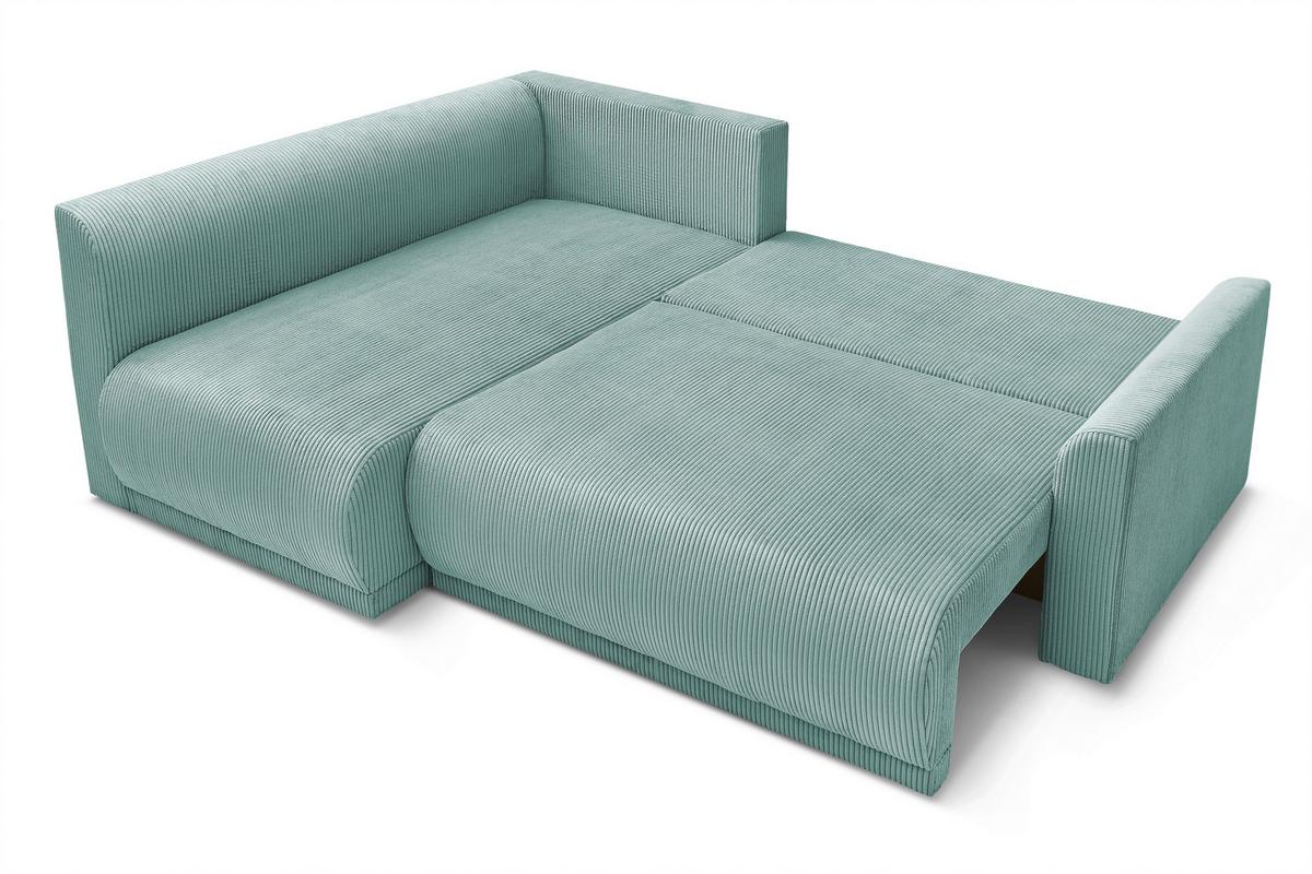 Rohová sedačka KIM L160, oboustr.,mátově zel.manšestr - černá/mátově zelená, Moderní, dřevo/textil (233/160cm)