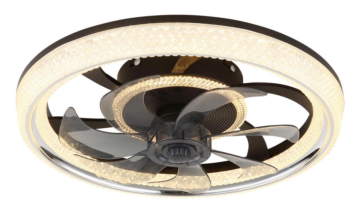 Mennyezeti Ventilátor 03644 Cirilla - krómszínű/fekete, Basics, műanyag (48/48/13cm) - Globo