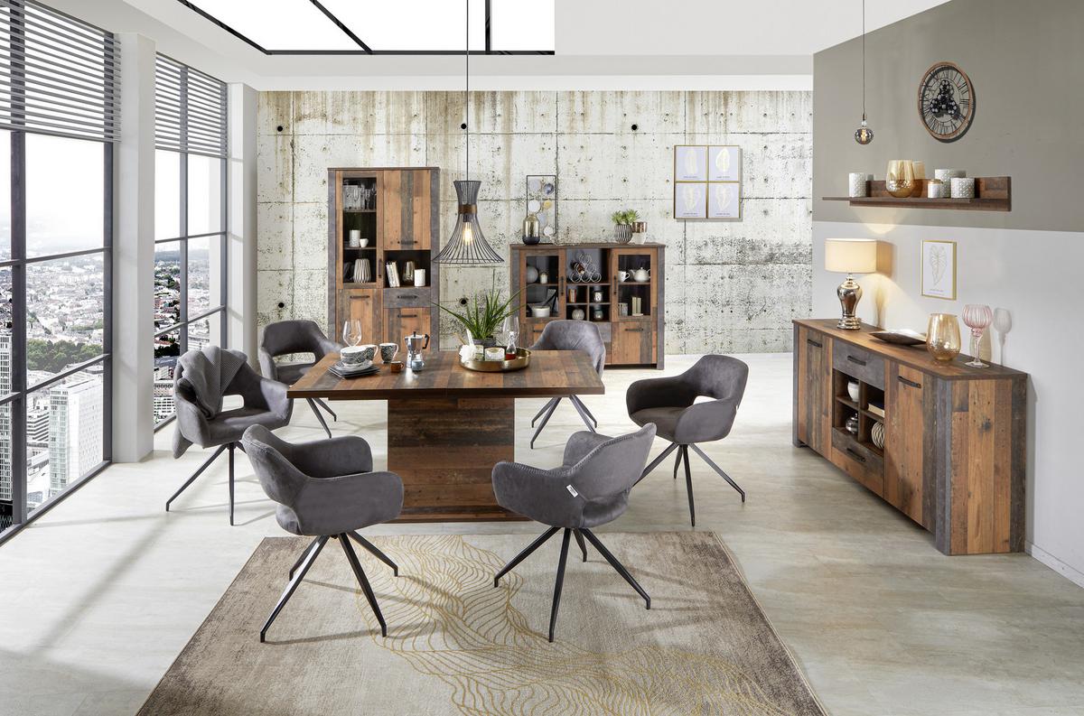 ŠIROKÁ KOMODA ONTARIO - šedá/barvy dubu, Moderní, kompozitní dřevo/plast (162/86/41,5cm) - Ondega