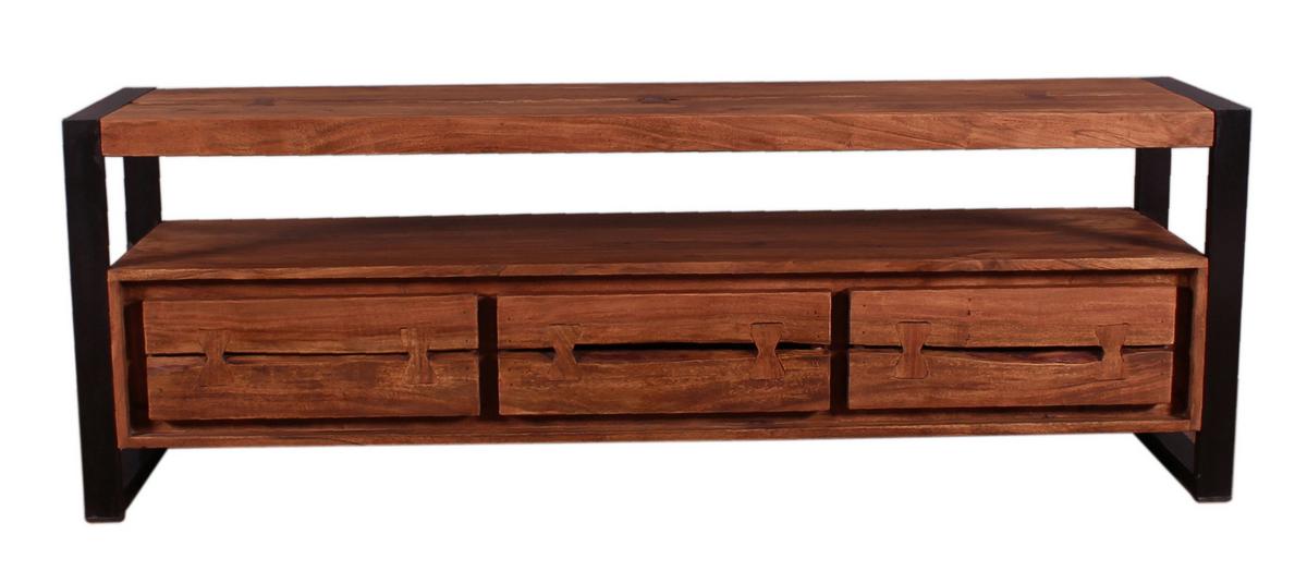 Lowboard Akazie/Schwarz B: 160cm - Schwarz/Naturfarben, Design, Holz/Metall (160/55/40cm) - MID.YOU