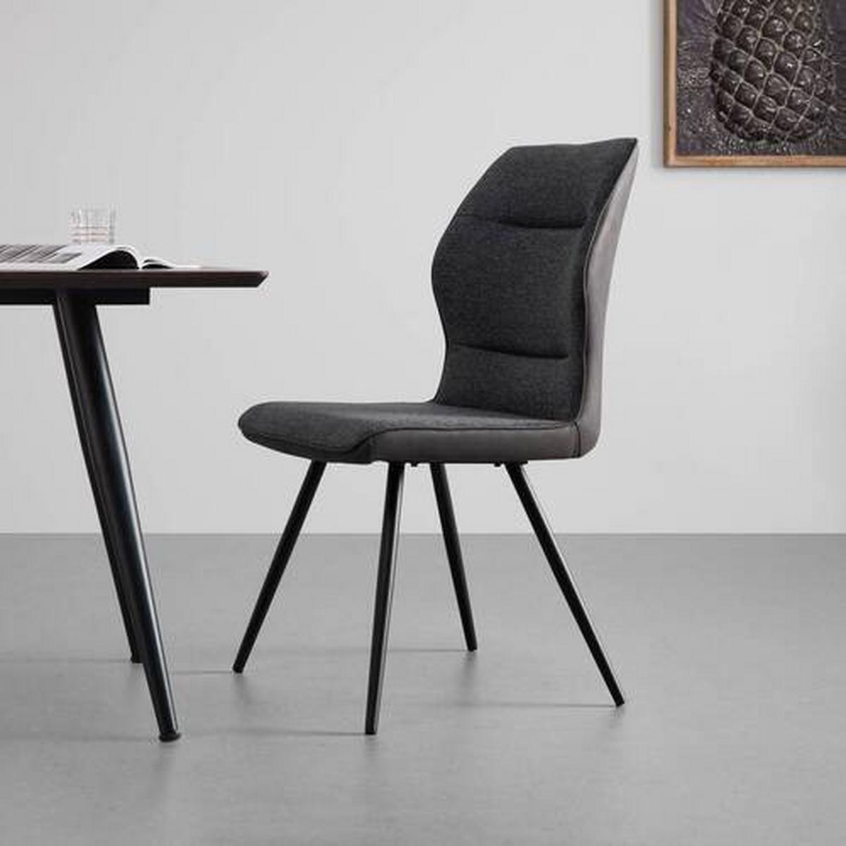 Jedálenská stolička Eva tmavosivá - čierna/tmavosivá, Modern, kov/drevo (49/91/59cm) - Bessagi Home