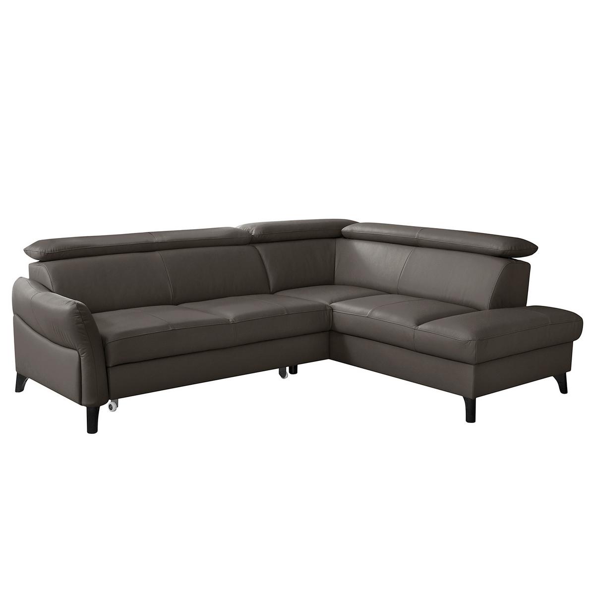 Ecksofa Note New Teilleder Dunkelbraun 244x199 - Dunkelbraun/Schwarz, Design, Leder/Textil (244/199cm) - Livetastic